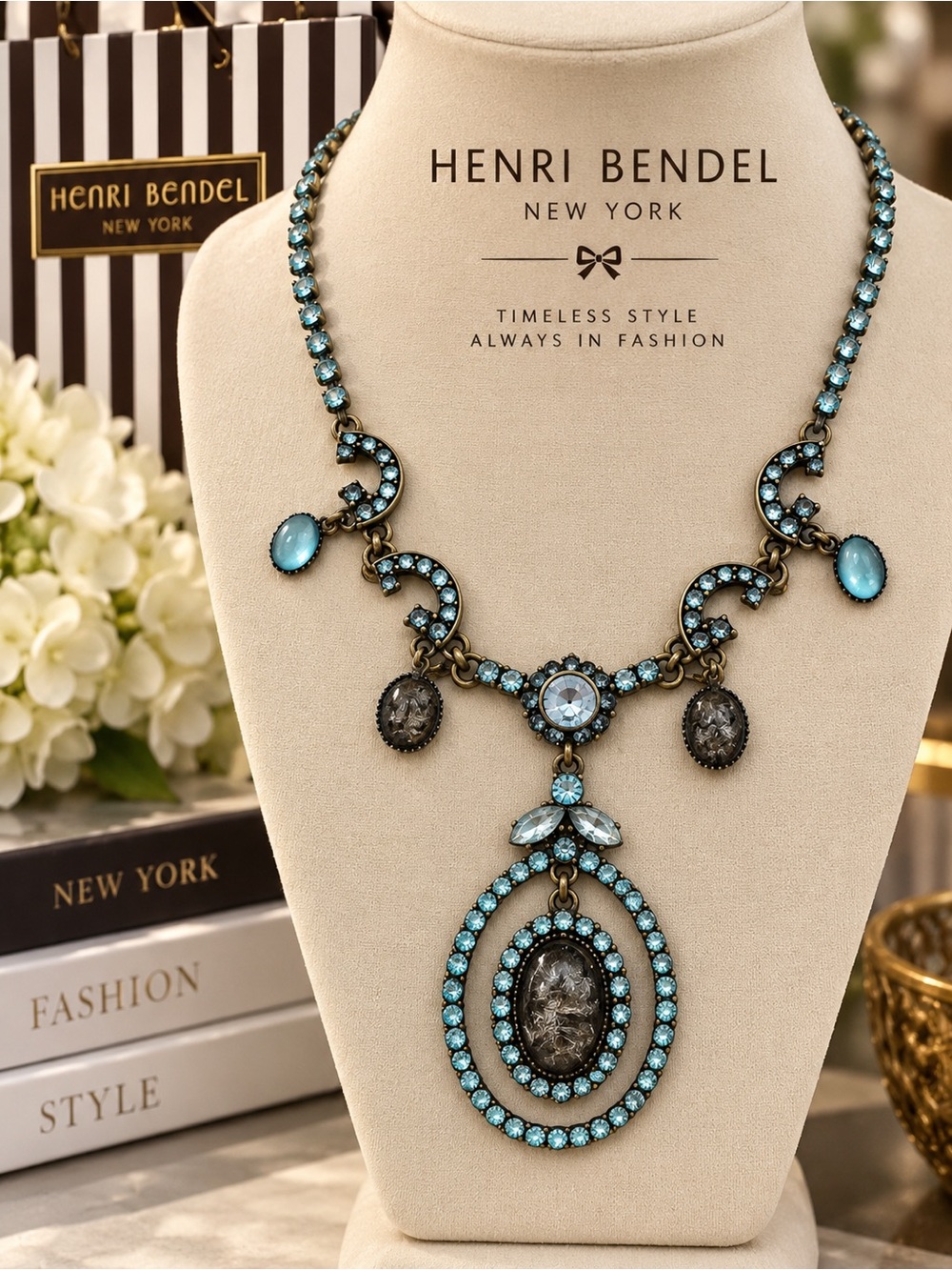 henri bendel Turquoise Crystal Statement Necklace